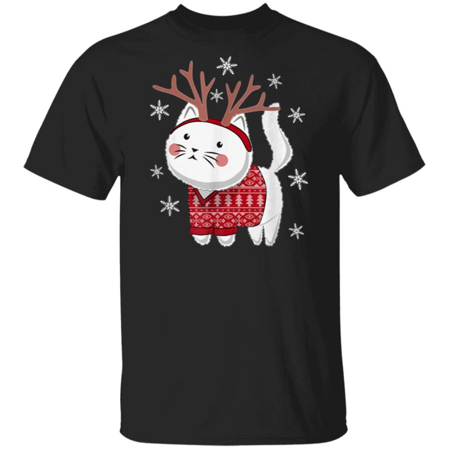 Ugly Christmas Sweater Cat Deer T Shirt G500 Gildan 5.3 oz. T-Shirt