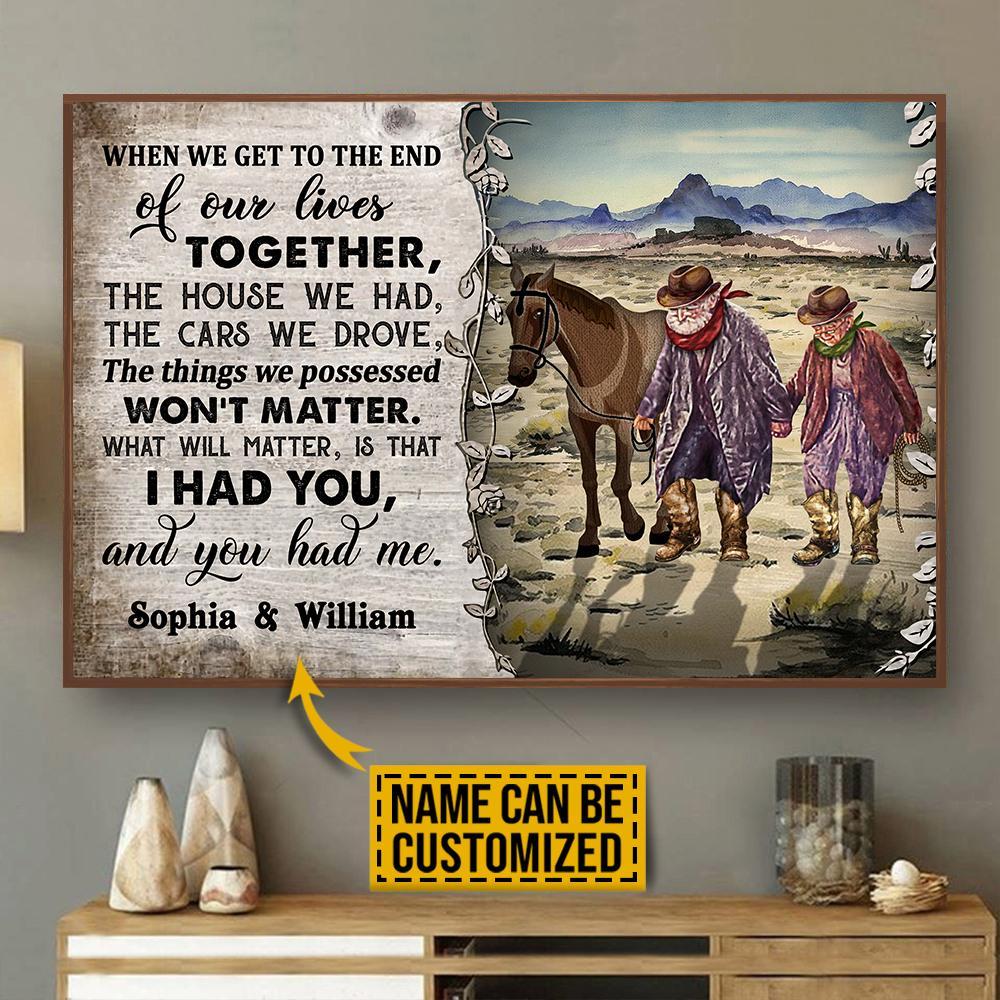 Aeticon Gifts Personalized Cowboy I Had You Canvas Mom Dad Gift Home Decor