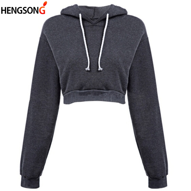 2022 Autumn Women Hoodies Solid Crop Tops Hoodie Long Sleeve Jumper Hooded Pullover Coat Casual Sweatshirt Top Pullovers alx