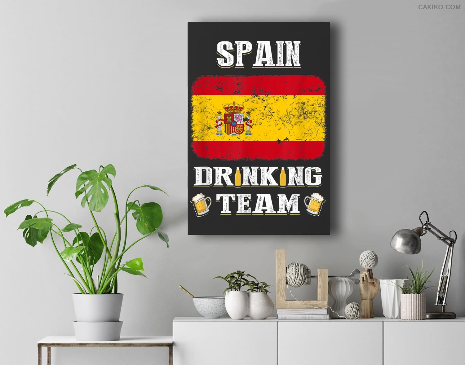 Spain Drinking Team Funny Beer Premium Wall Art Canvas Decor