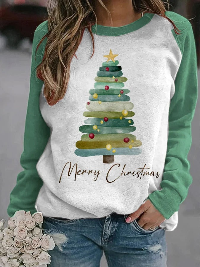 Women’S Christmas Tree Tis The Season To Sparkle Print Sweatshirt