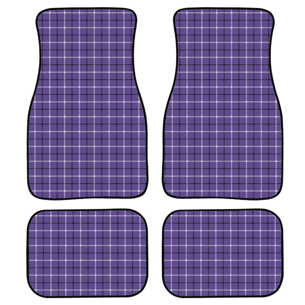 Purple And White Tattersall Print Front And Back Car Floor Mats, Front Car Mat