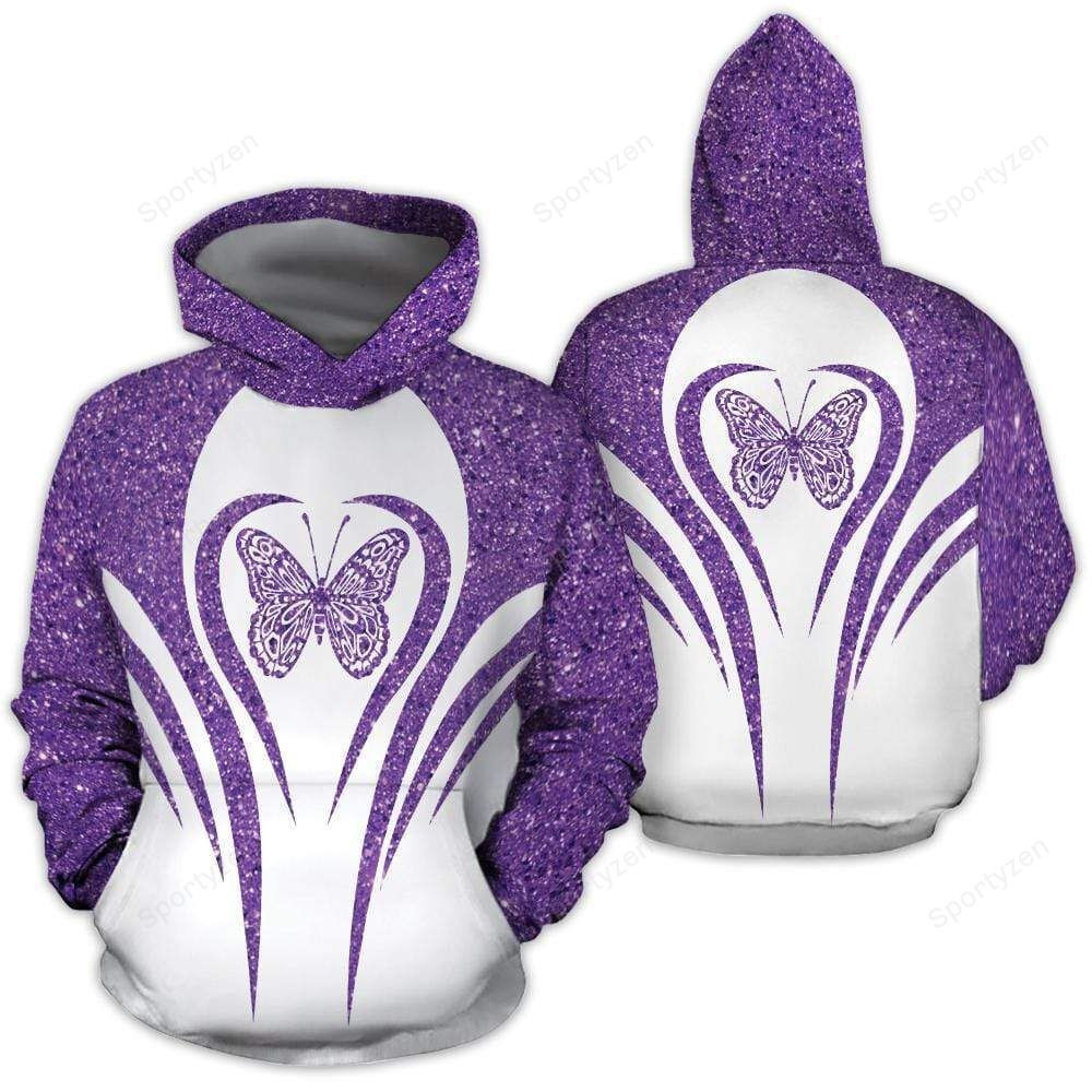 Hippie Purple Butterfly Hoodie 3D #L