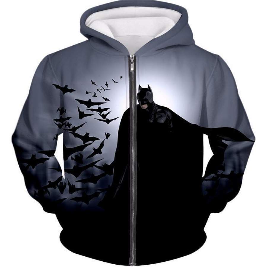 Super Hero Gotham Vigilante Batman Graphic Action Zip Up Hoodie