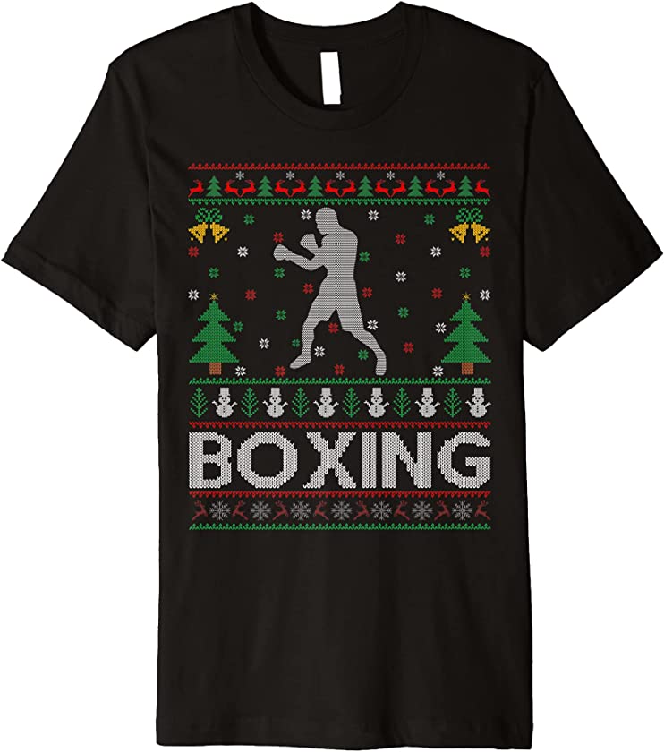 Boxing Ugly Christmas Sweater Style Funny Boxing Xmas Premium T-Shirt