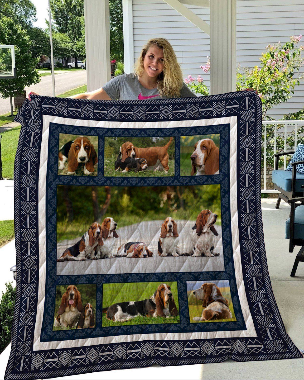 Basset Hound 7 3D Quilt Blanket HGM30