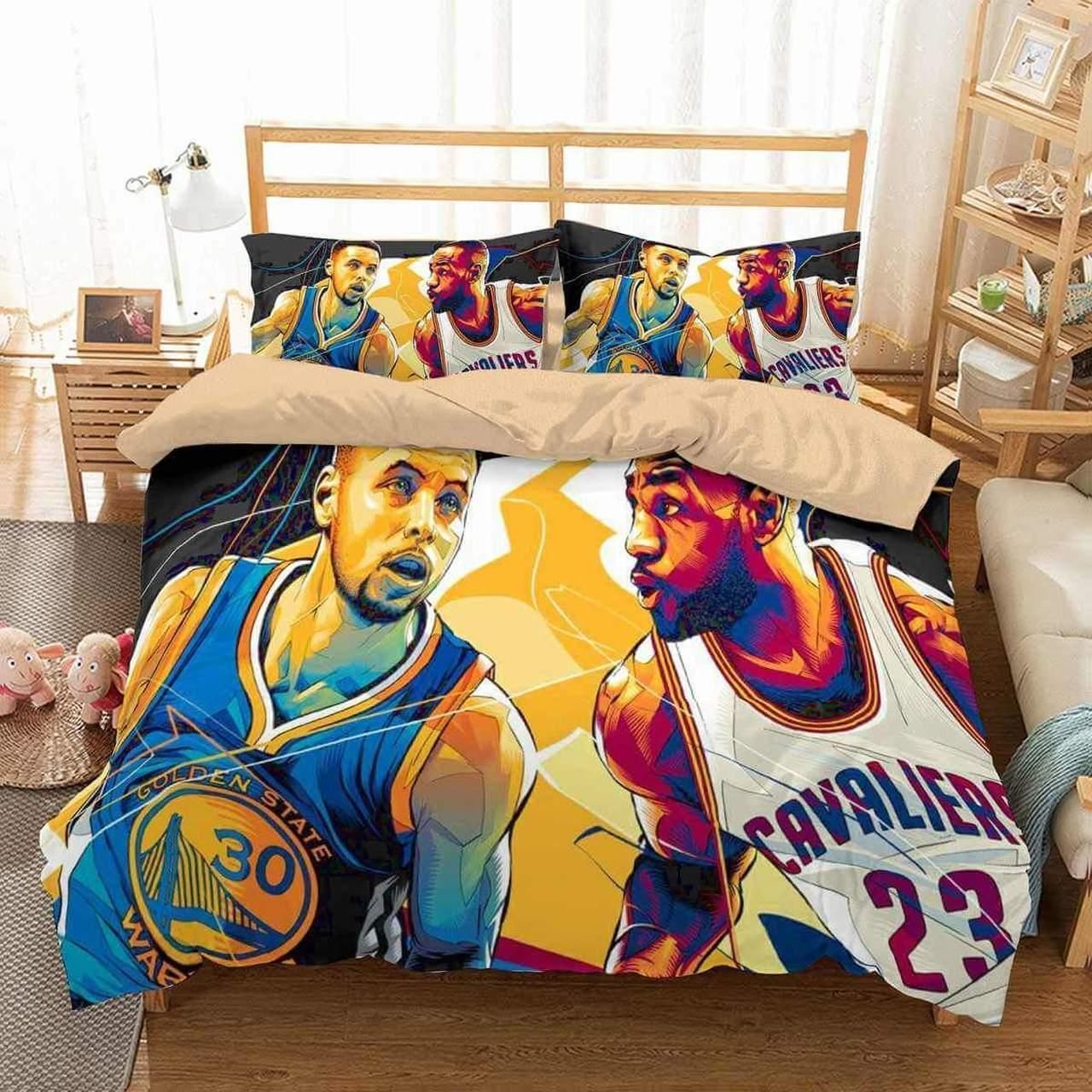 3D Customize Stephen Curry vs Lebron James CUSTOM BEDDINGSET DUVET COVER  PILLOWCASES