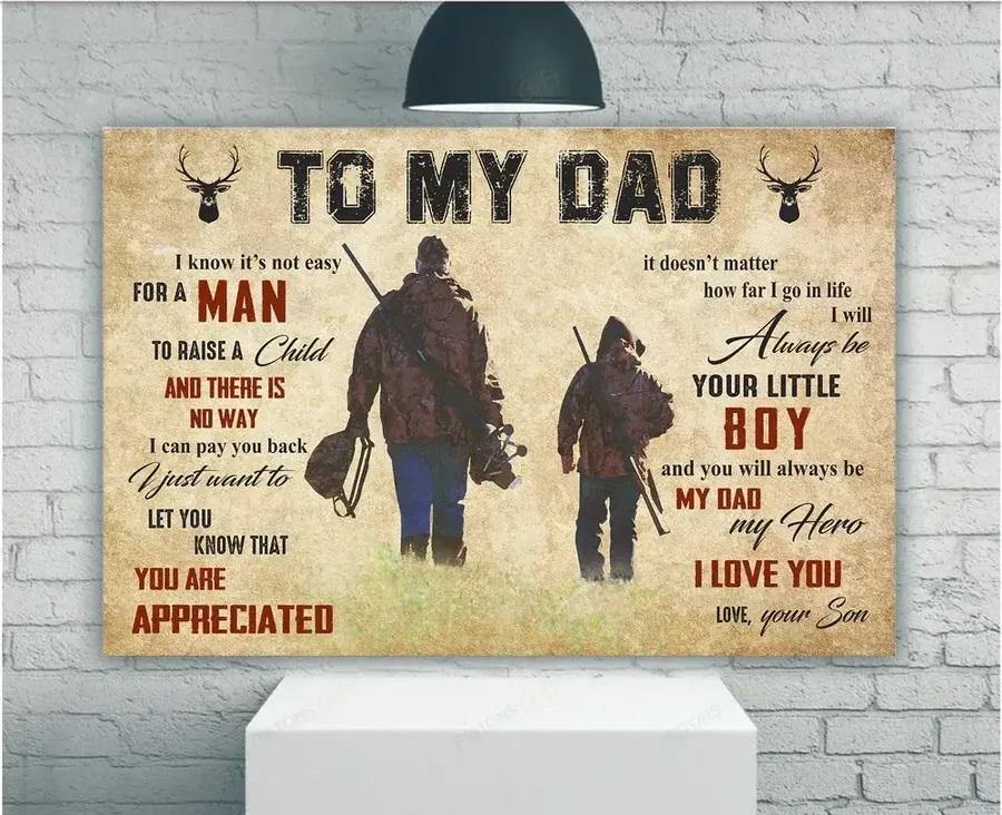 [Personalized Name] To My Dad I Will Always Be Your Little Boy And You Will Always Be My Hero – Best Gift Idea For Father’S Day, Home Decor, Gift For Family – Horizontal Canvas Matte Canvas Wall Art