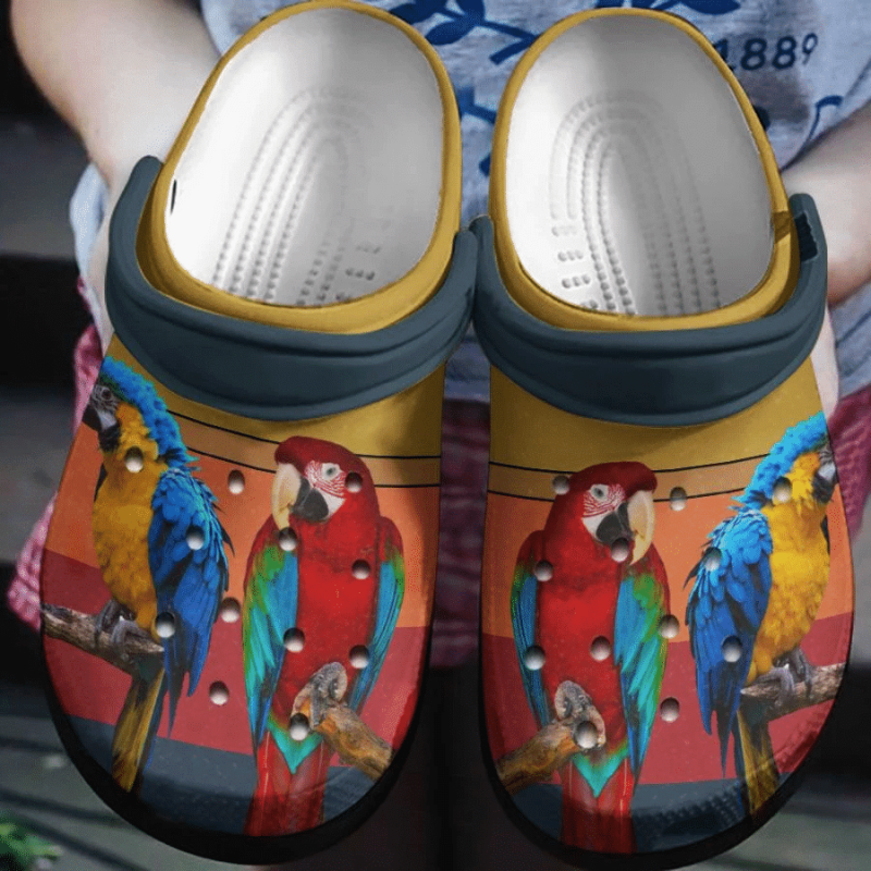 Birds Macow And Red Parrot Couple Gift For Lover Rubber clog Shoes Comfy Footwear