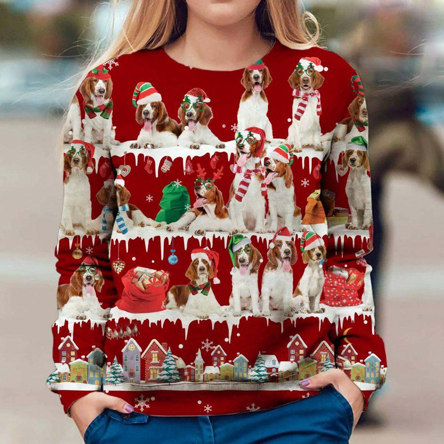 Welsh Springer Spaniel – Snow Christmas – Premium Dog Christmas Ugly Sweatshirt, Dog Ugly Sweater