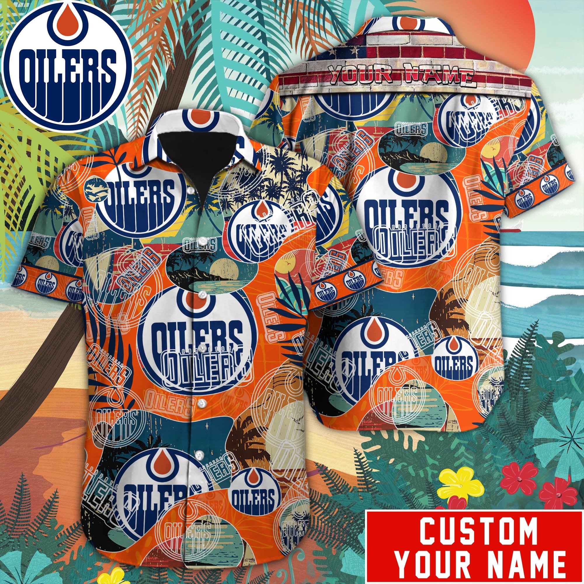 Edmonton Oilers Custom Name Hawaiian Shirt M-38779