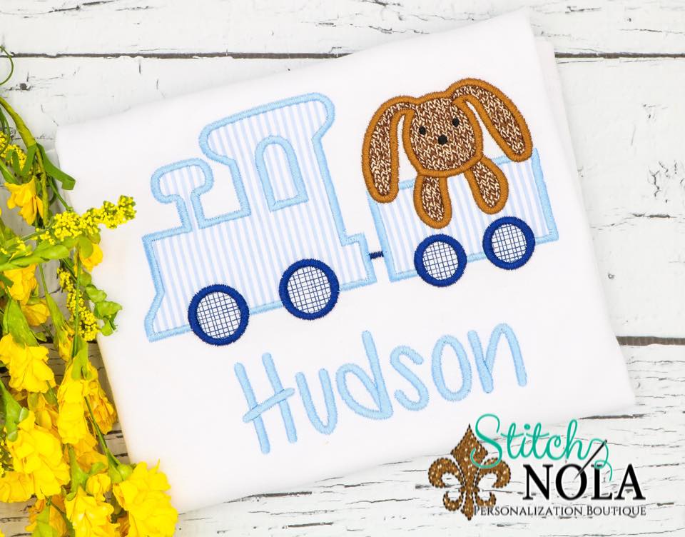 Personalized Easter Train With Bunny Appliqué Shirt