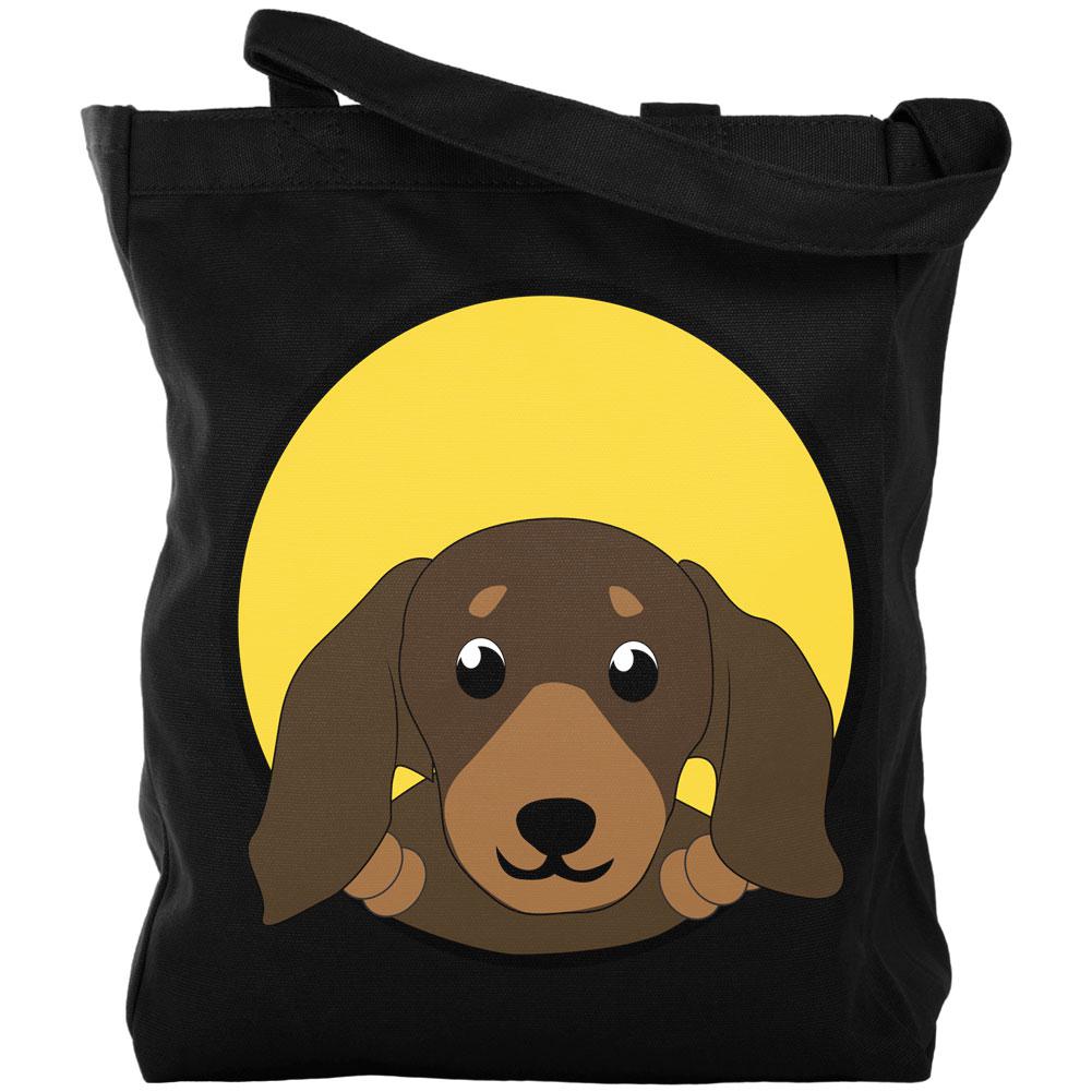 Peeking Puppy Dachshund Canvas Tote Bag