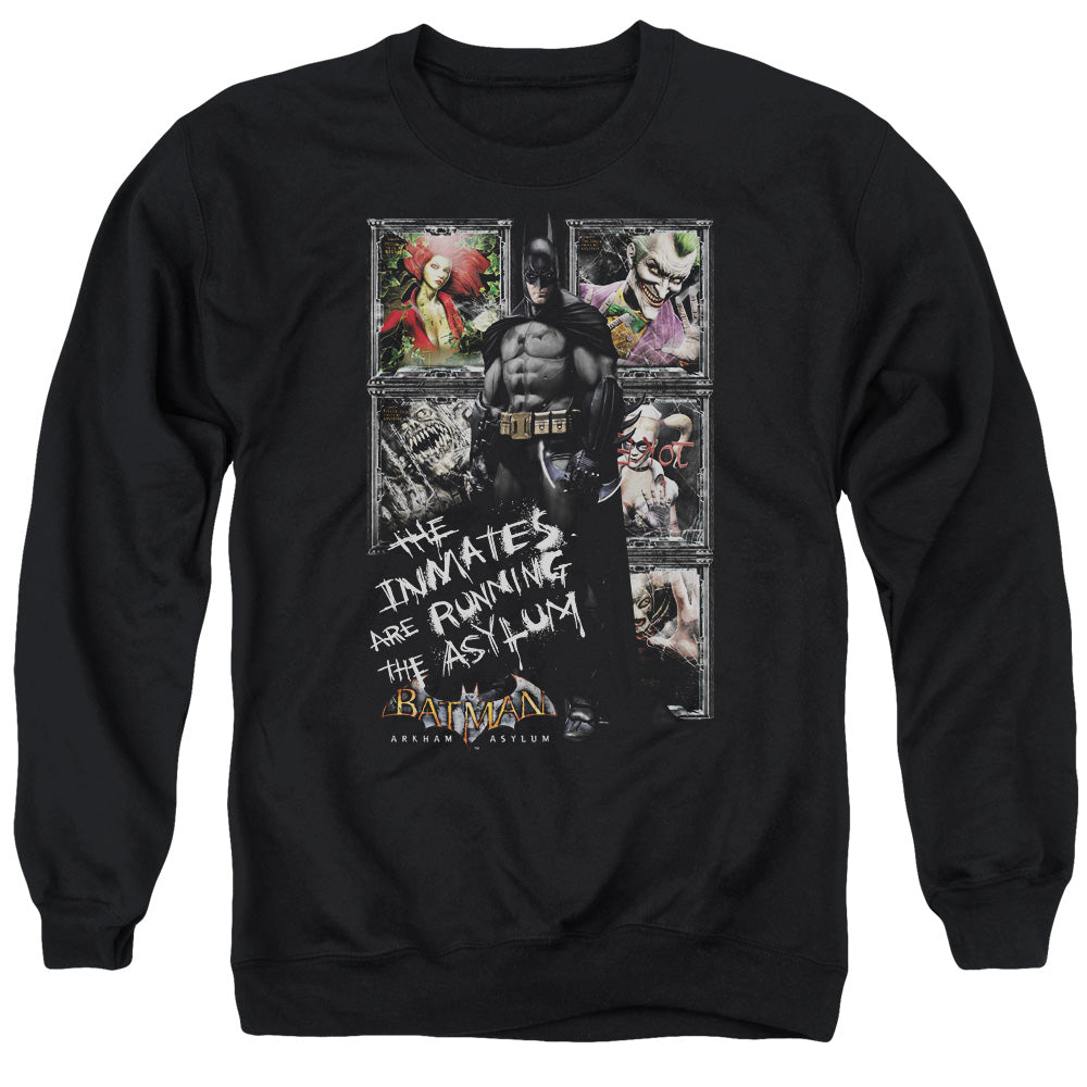 Batman Aa Running The Asylum Mens Crewneck Sweatshirt Black