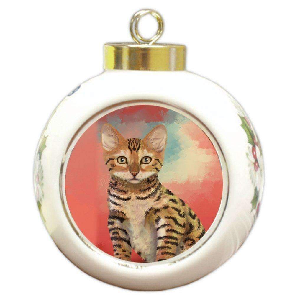 Chinese Li Hua Kitten Cat Round Ball Christmas Ornament