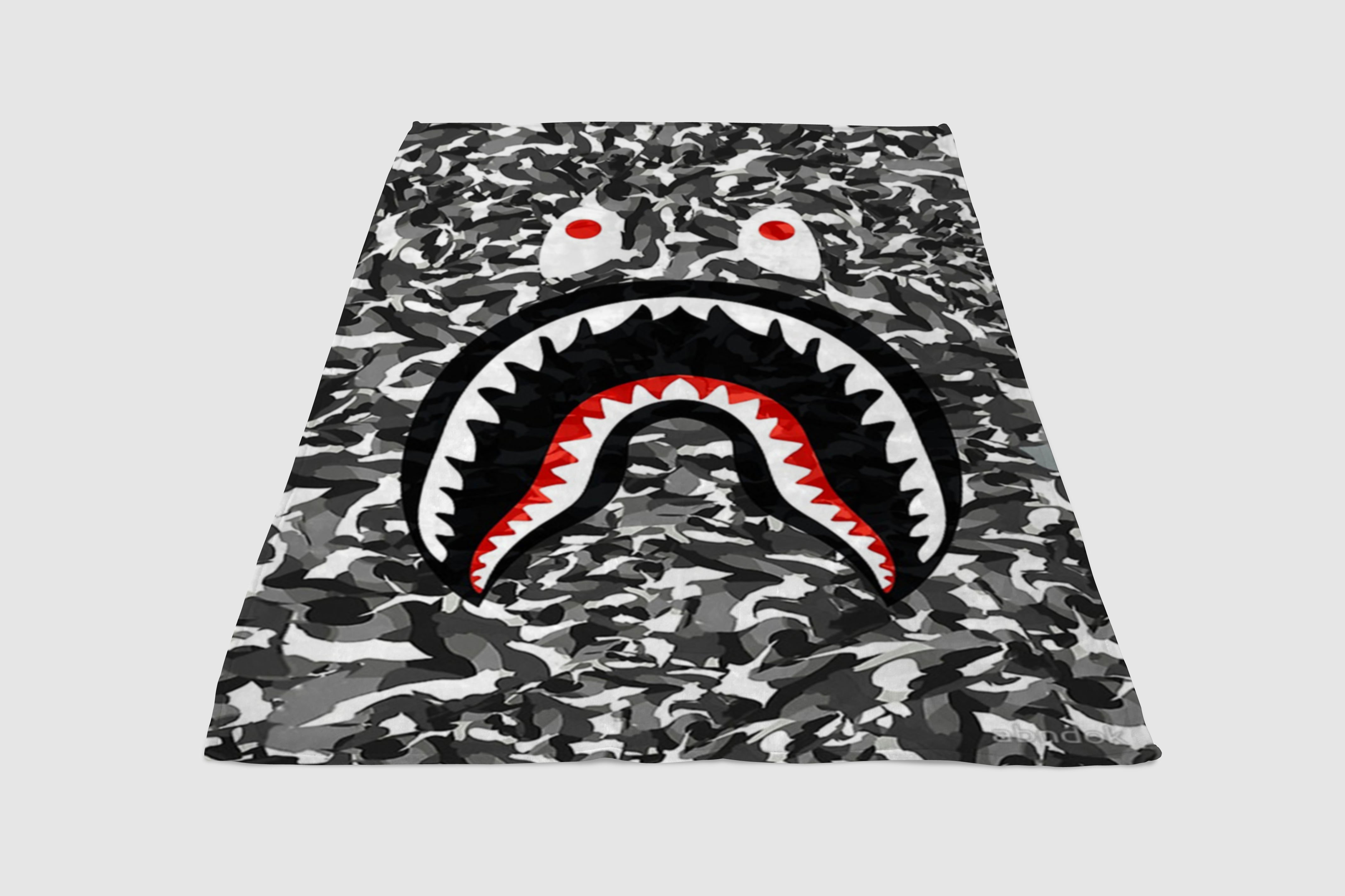 Bape Shark Black Army Pattern blanket