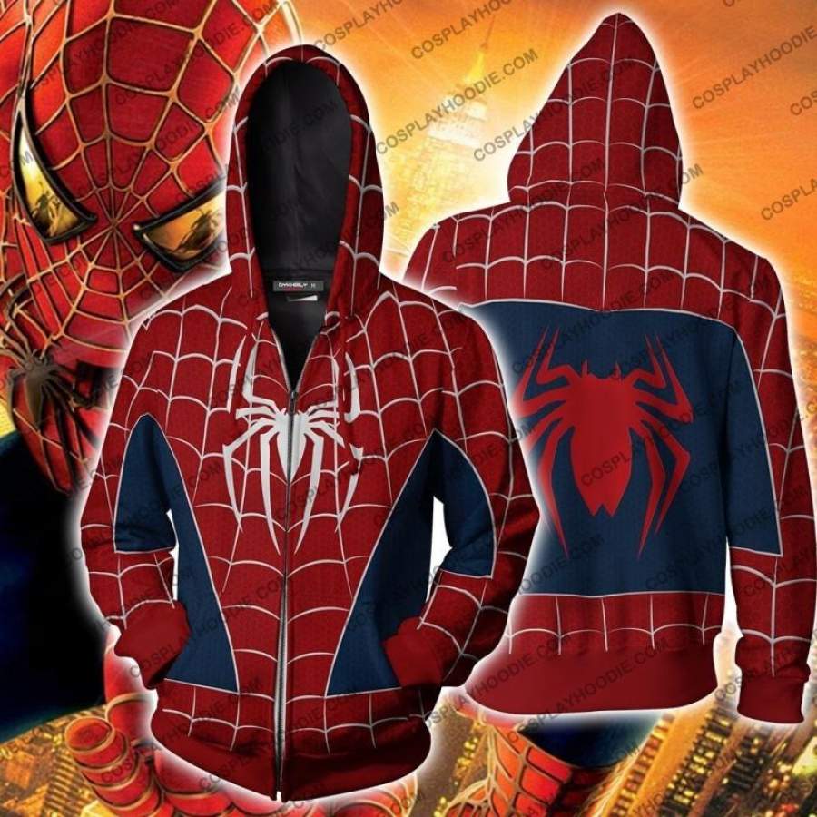 Spider-man PS4 Suit (Tobey Maguire – Sam Raimi 2002 Movie) Hoodie Cosplay Jacket Zip Up