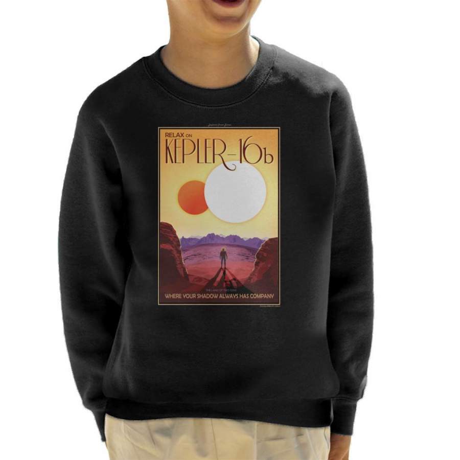 NASA Kelper 16b Interplanetary Travel Poster Kid’s Sweatshirt