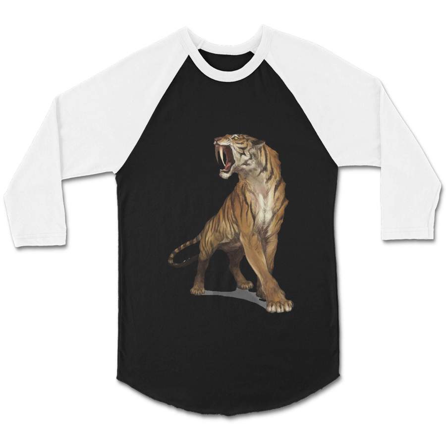 Tiger Illustration Animal Art David Colman CPY Unisex 3/4 Sleeve Baseball Tee T-Shirt