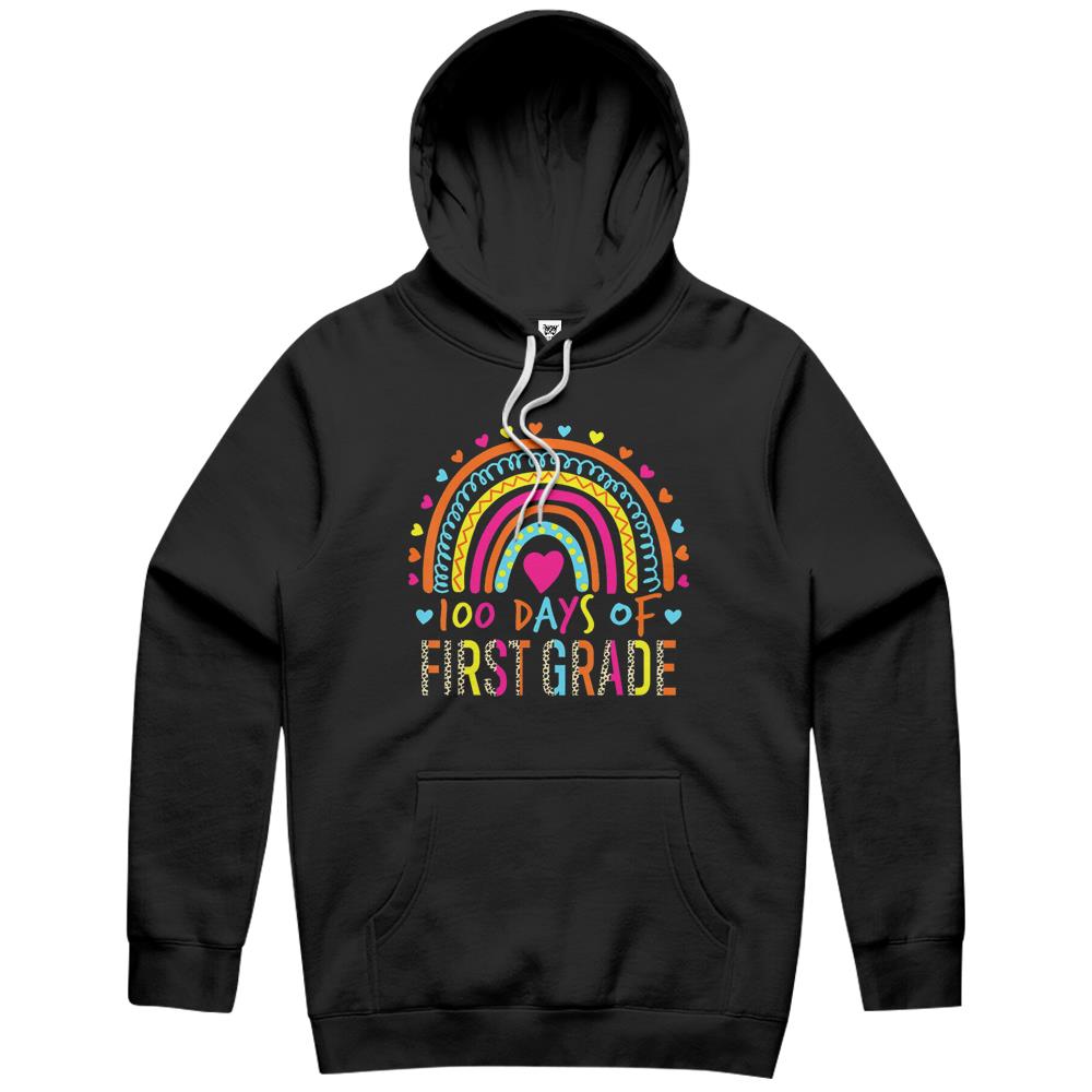 100 Days Of First Grade Leopard Rainbow 100Th Day Of School Hoodie