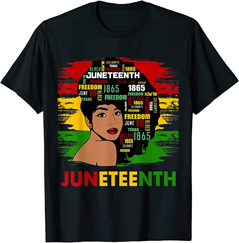 Juneteenth Flag June 19th 1865 Black Girl Black Queen T-Shirt