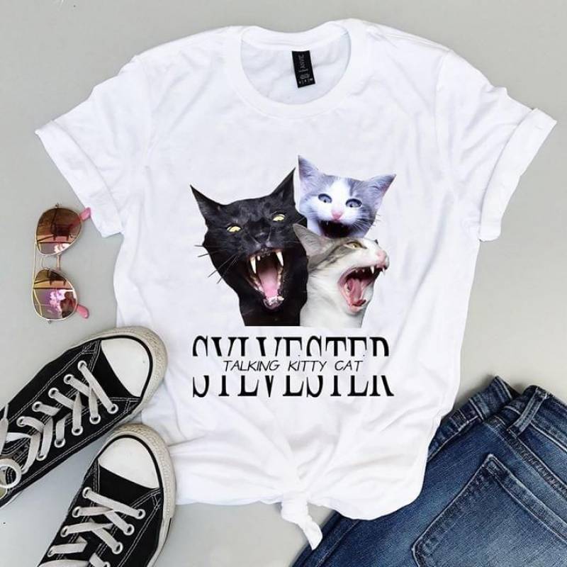 Sylvester Talking Kitty Cat Best Gift For Your Friend Who Love Cat And Animals White Men And Women T Shirt S-5Xl