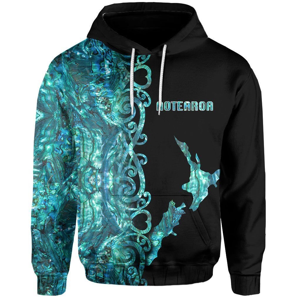 (Custom Personalised)Aotearoa Map Hoodie Half Papua Shell Style TH4