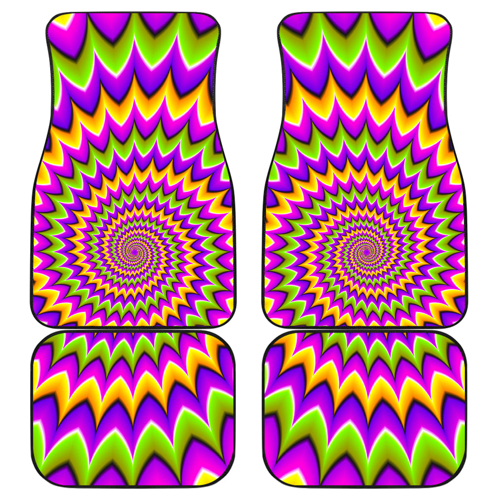 Twisted Colors Moving Optical Illusion Front And Back Car Floor Mats, Front Car Mat