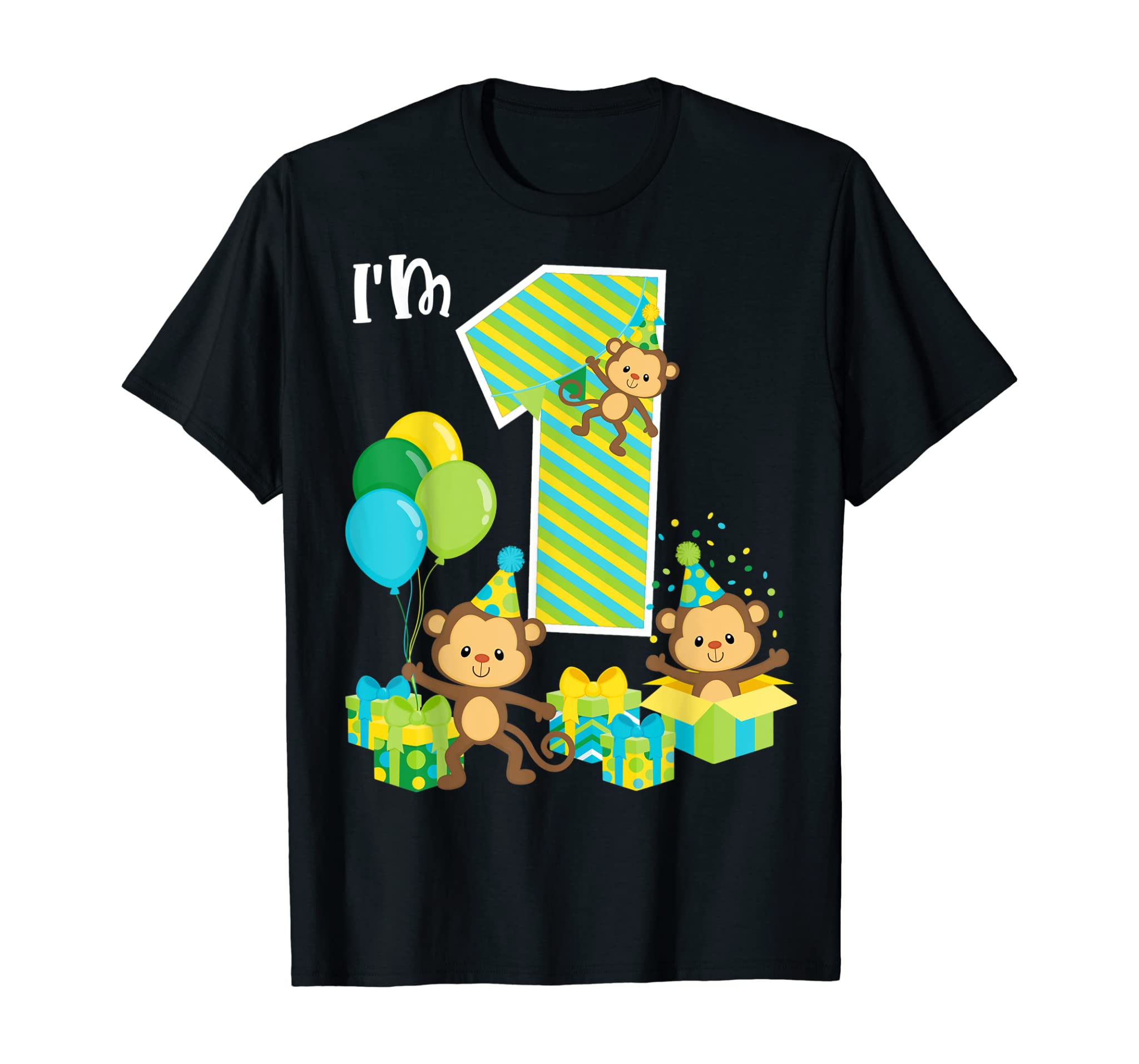 Birthday Monkey 1St Birthday Party One Year Old Kid Toddler T-Shirt