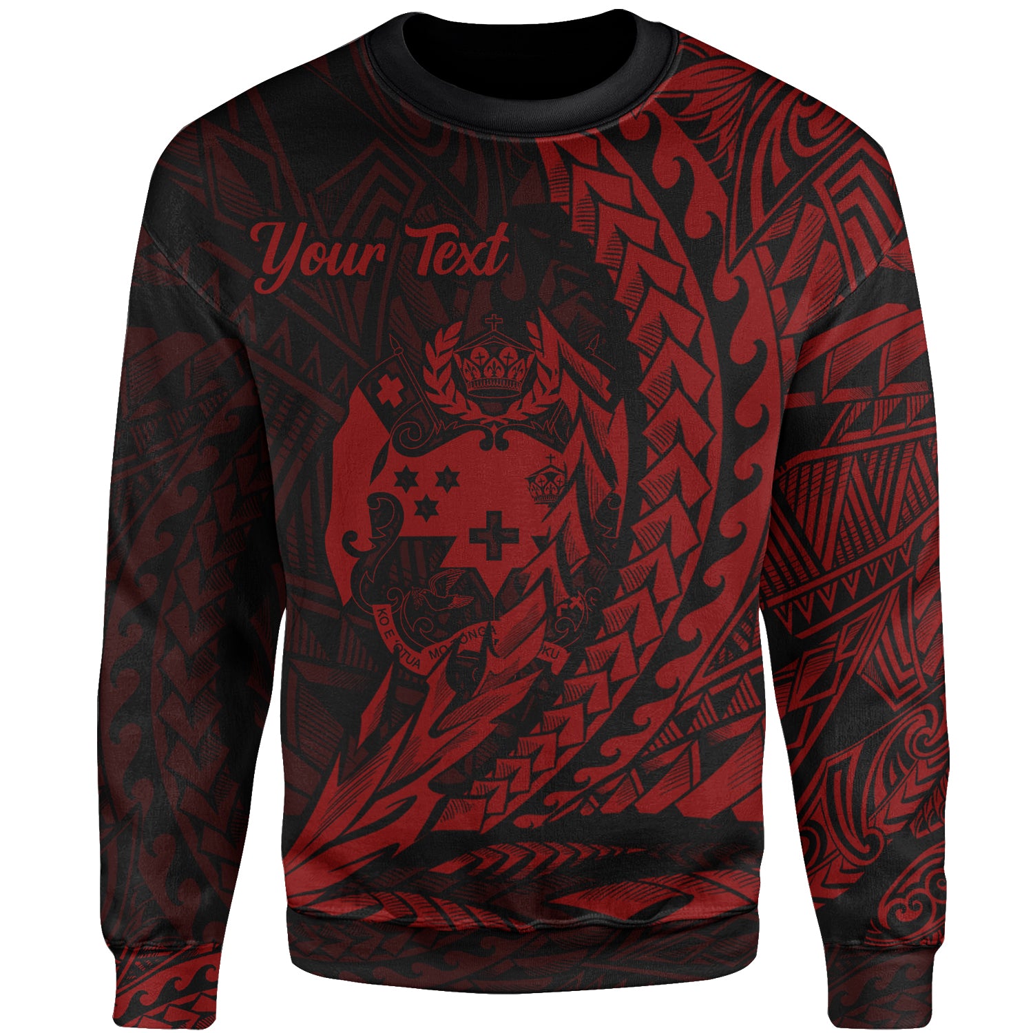 Tonga Custom Personalised Sweatshirt – Wings Style Red Color – BN01