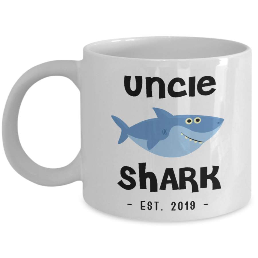 Uncle Shark Mug New Uncle Est 2019 Coffee Cup Do Do Do Expecting Uncles Pregnancy Reveal Announcement Gifts