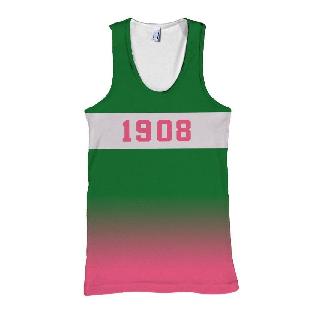 Wonderprint Tank Top  Alpha Kappa Alpha Since 1908 Pink Gradient Racerback Tank