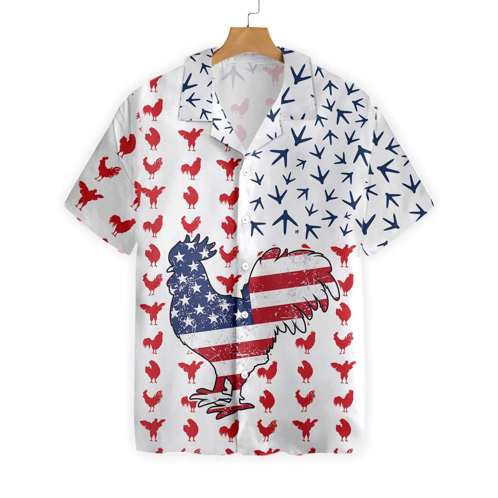 Rooster American Flag Hawaii Shirt Ha40270