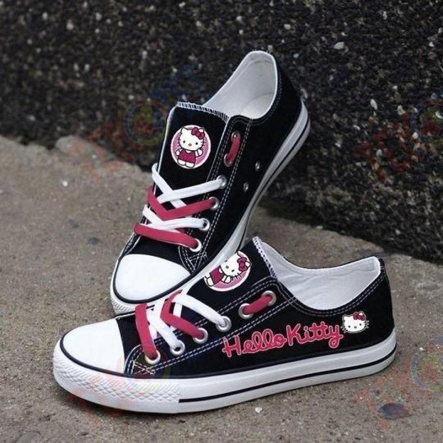 Mens Womens Hello Kitty Character Low Top Shoes Custom Print Footwear Converse Sneakers TMT614