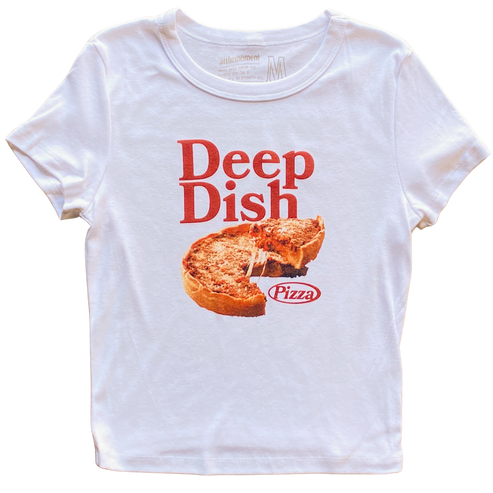 Deep Dish Pizza Women   s Baby Rib Ladies Tee Shirt Outfit  For Men  For Women