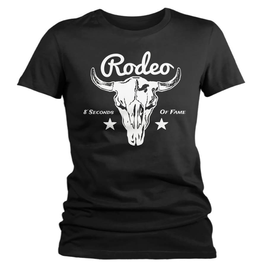 Women’s Rodeo T Shirt American Cow Skull Shirts Western Graphic Tee TShirt Vintage Shirt Wild West Tee