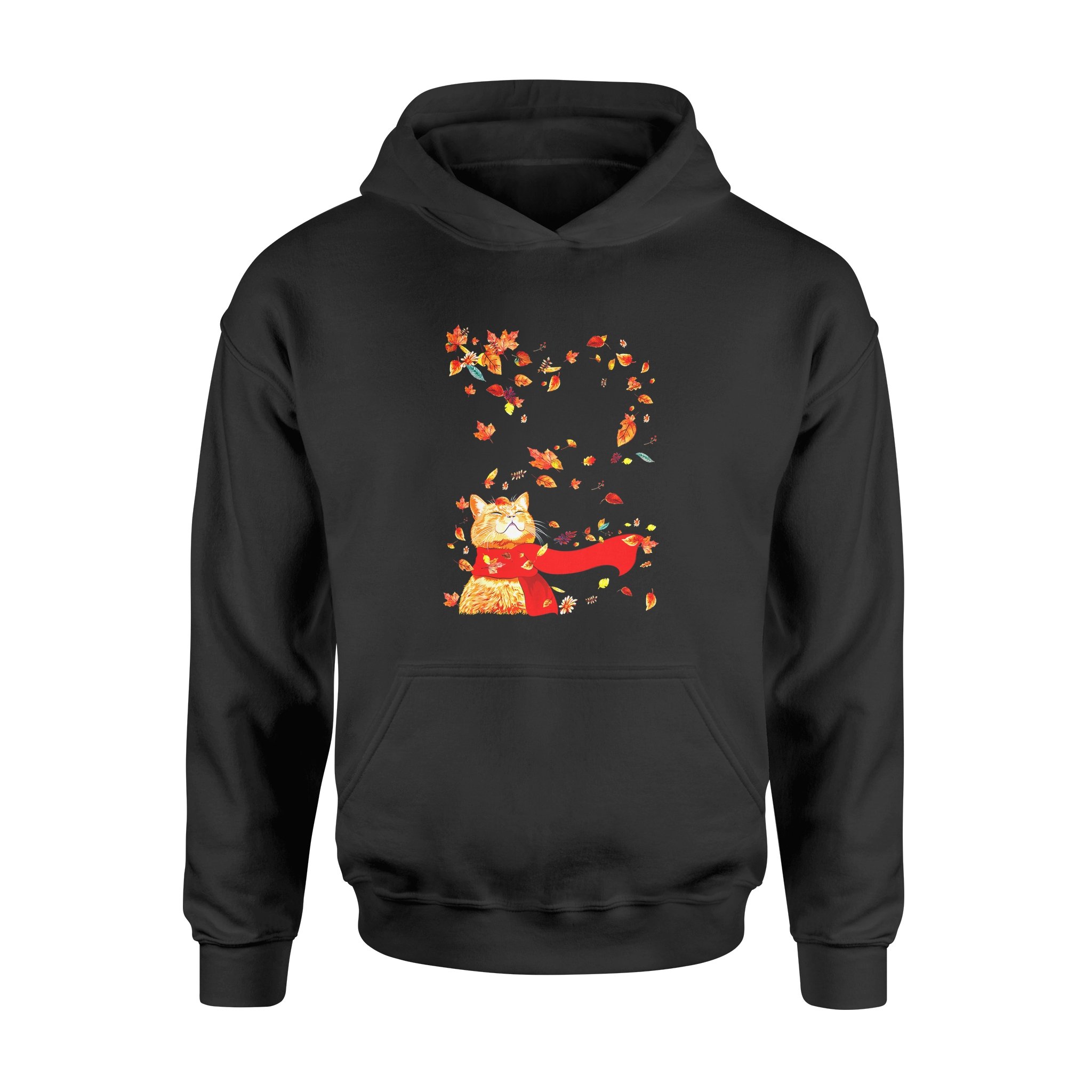 Animals gift idea Maple Cat Leaf Hello Autumn Funny Cat Kitten Lover T-Shirt – Standard Hoodie