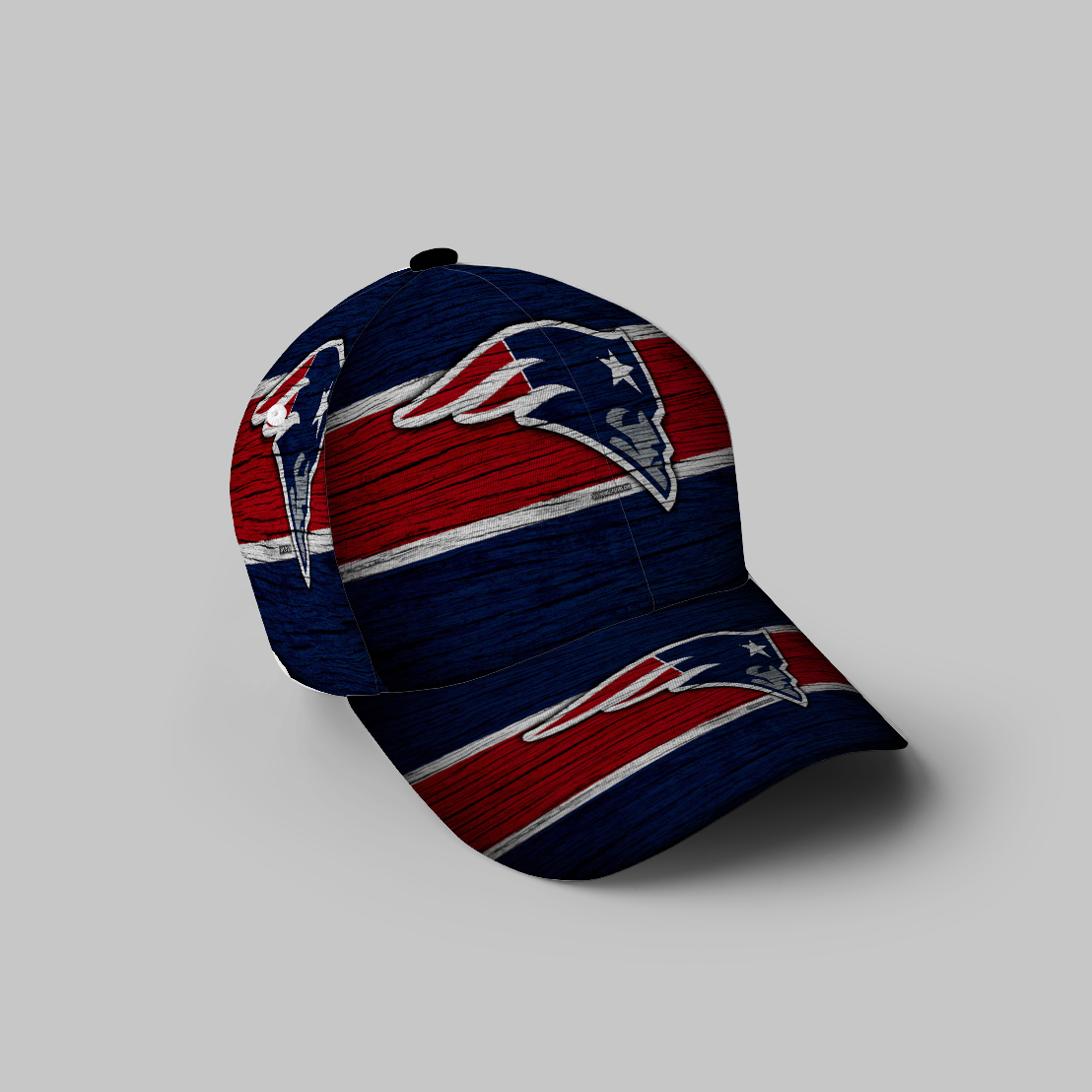 New England Patriots Red Blue Wood 3D Printing Baseball Cap Classic Hat