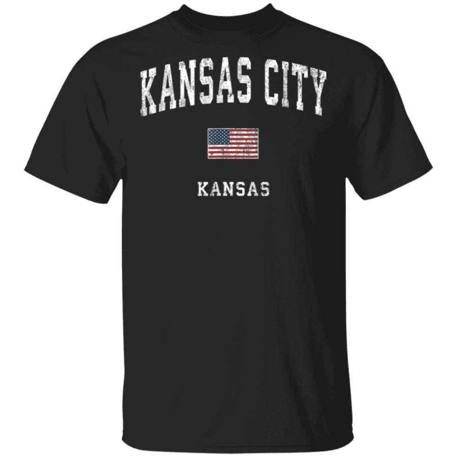 Kansas City KC Kansas KS Vintage American Flag Sports Design TShirt