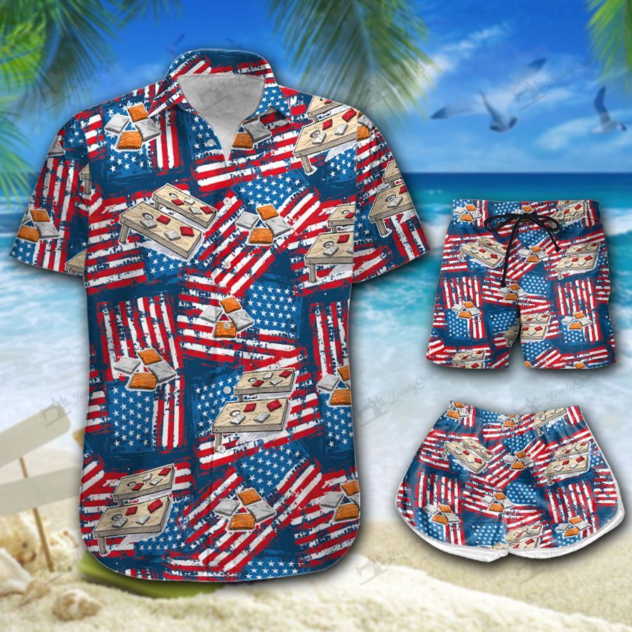 Cornhole American Flag Hawaiian Shirt Shorts Ha36368