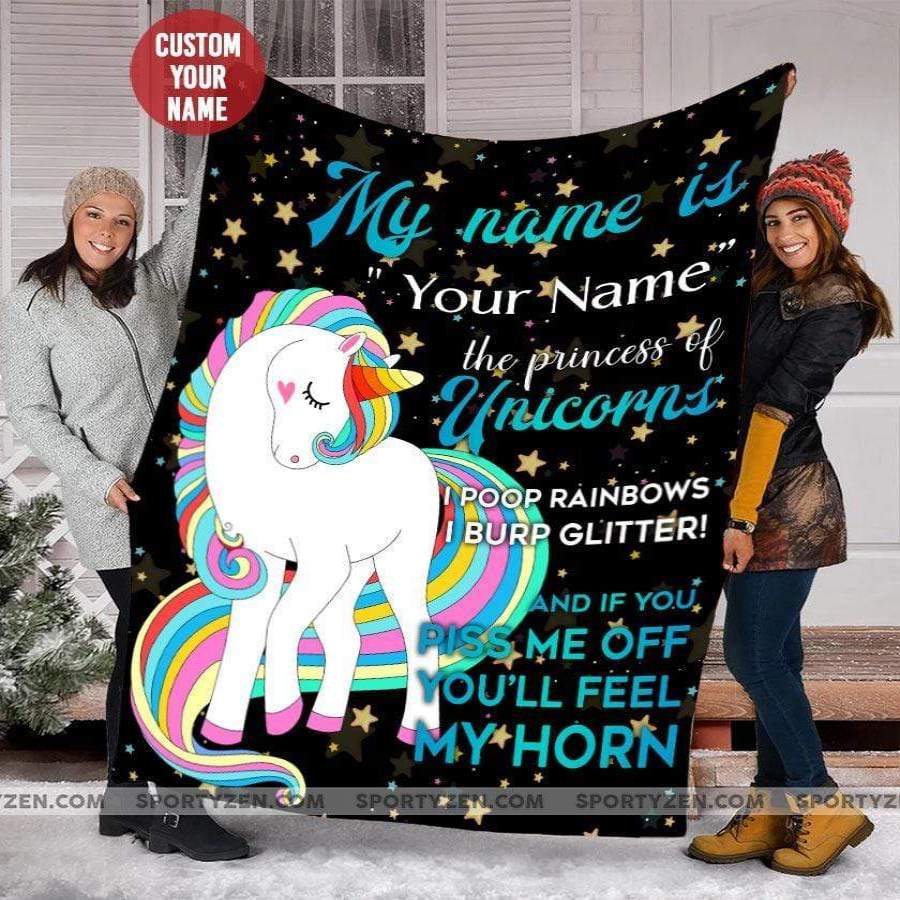 Unicorn piss me off you will feel my horn custom name blankets #265L