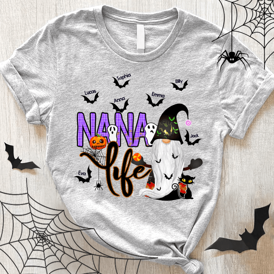 Nana Life Gnome Halloween Kids Names Shirt