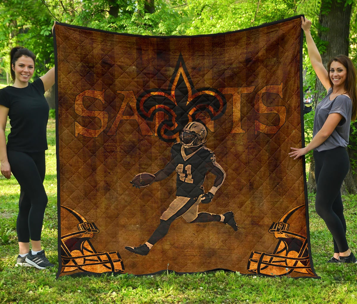 New Orleans Saints American Football Team Deonte Harris 11 Running Vintage Style Premium Quilt Blanket