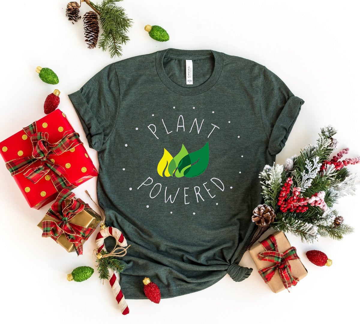 Plant Powered T-Shirt Christmas Gift For Vegans