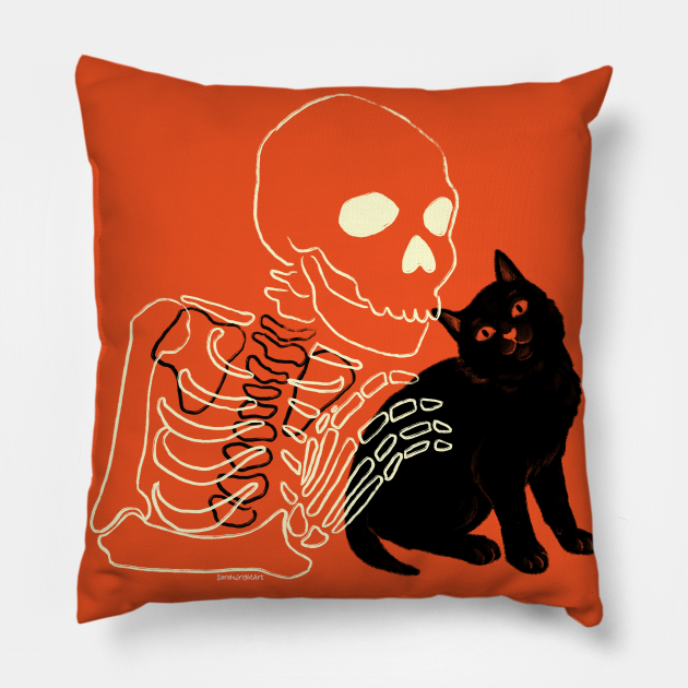 Skeleton And Kitten Pillows, Halloween Pillow, Best Pilow, Halloween Decorations, Halloween Decor