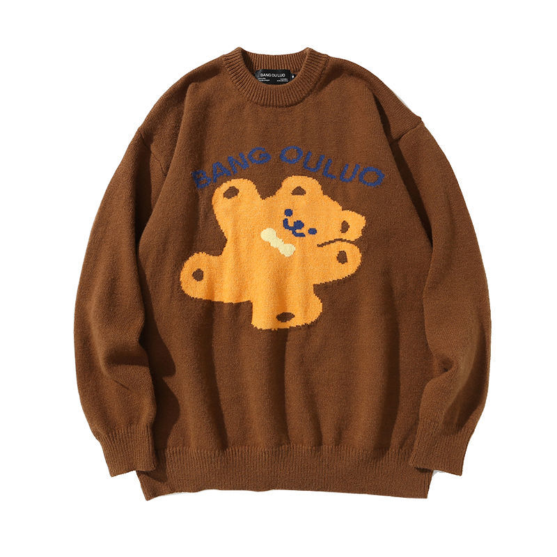 TAVARES Pullover Sweaters Fall Winter Clothes Women Oversized Tops Kawaii Bear Knitted Sweater Harajuku Japanese Streetwear alx