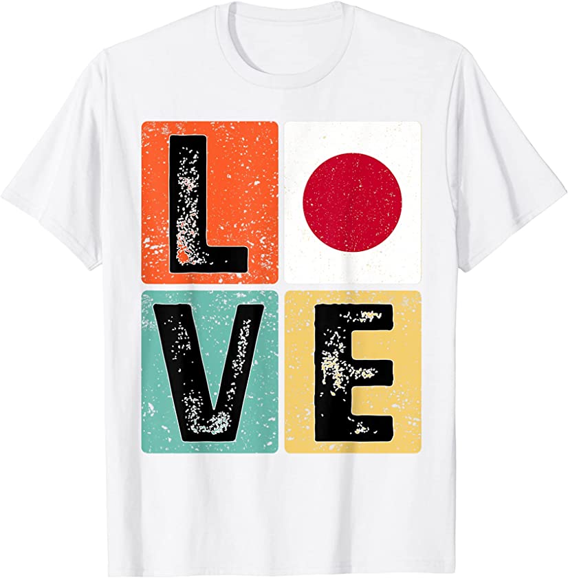 Vintage Retro I Love Japan Flag for Japanese Pride T-Shirt