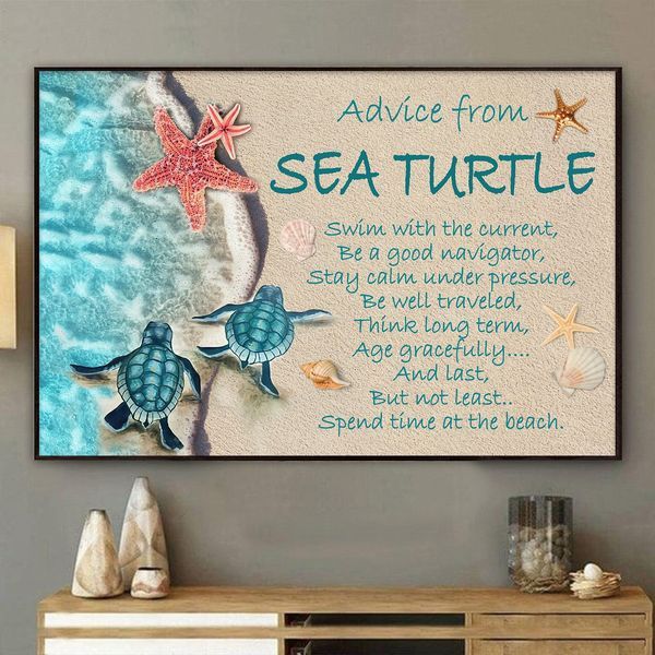 Advice From A Sea Turtle Unframed Horizontal Poster - Poster Art Design