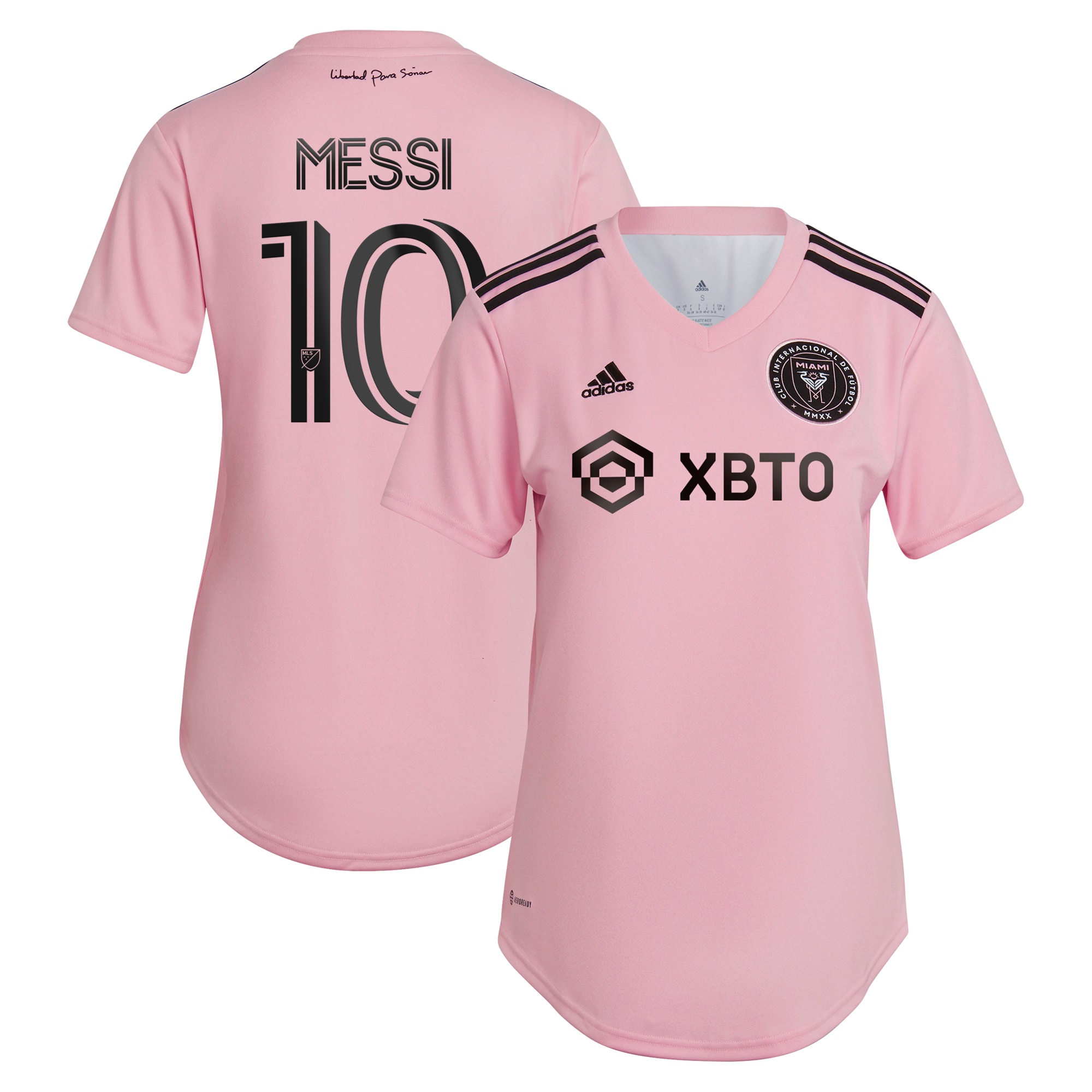 Lionel Messi Inter Miami CF Women's 2023 The Heart Beat Kit Replica Jersey – Pink