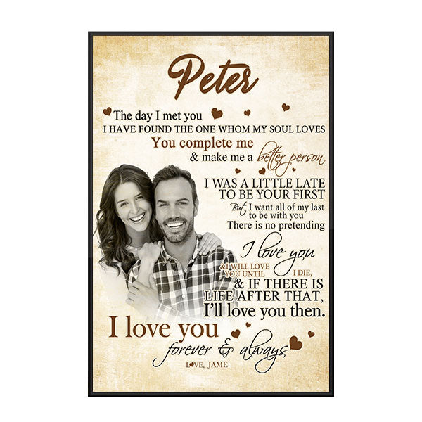 Custom Personalized photo name Valentine’s day wall prints poster gift ideas for room him boyfriend husband her girlfriend wife couple – The Day I Met You TY2112 – Personalizedwitch